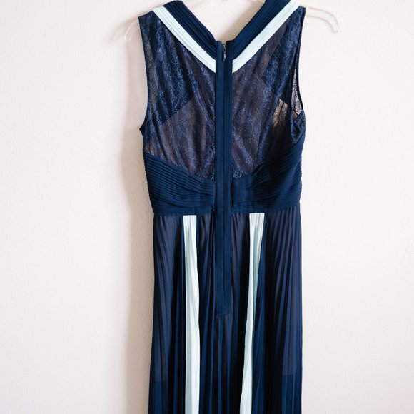 BCBG MAXAZRIA Maxi Pleated Evening Gown with Subtle Transparencies - Size 6 - Picture 9 of 13